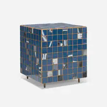 Piet Hein Eek, Waste Tile Cube cabinet, no. 5 (Blue), c. 2016, lacquered plywood and steel