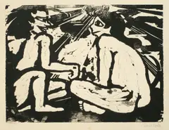 Unterhaltung by Emil Nolde, 1917, Holzschnitt auf festem Velin, sold Jun 2016