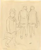 George Grosz, Drei Passanten, 1928, Bleistift auf Papier