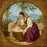 Eduard Bendemann, Mutter mit Kind, 1838, Öl auf Holz