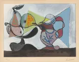 Pablo Picasso, Nature morte aux poires et au pichet, Um 1960, Farbaquatinta auf Arches-Velin