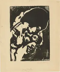 Junge Mutter by Emil Nolde, 1917, Holzschnitt auf leichtem Karton, sold Jun 2022