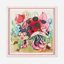 Alake Shilling, Lady Takes a Stroll in the Lush, 2023, UV pigment print in colors with hand-finishing, acrylic, epoxy and mixed media in artist's frame