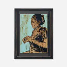 Swoon, Huahuapan de Leon, screenprint in colors on cardboard with hand-painting