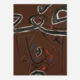 Untitled by Emerson Woelffer, oil and acrylic on canvas, sold Oct 2025
