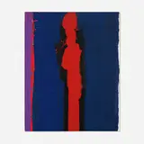 Red Poet by Emerson Woelffer, 1977, acrylic on canvas, sold Oct 2025