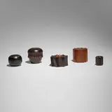 Dale Chase, Collection of five boxes, rosewood, African blackwood, pink ivory wood, boxwood, ebony