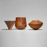 Bruce Mitchell, Collection of three vessels, spalted madrone calabash, eucalyptus, bay laurel