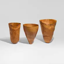 Anthony Bryant, Collection of three tall vessels, green-turned burr oak