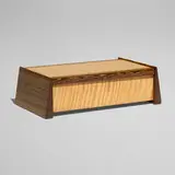 Andy Cookler, Lidded box, c. 1990, figured olive ash, zebrawood