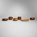 Del Stubbs, Collection of six works, claro walnut, silver leaf maple, tiger stripe myrtle