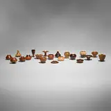 Galen Carpenter, Christmas Vessels, complete set of twenty, 1991-2009, bird's-eye maple, antler, black palm, bubinga, maple, blackwood, OSB wood, padouk, zebrawood, black poison wood, corn in epoxy resin, African oil palm, paela, ziricote, Australian lacewood, teak, Caribbean rosewood, pernambuco, turquoise