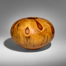 White Pine Node Globe by Philip Moulthrop, 1994, white pine, sold Apr 2026