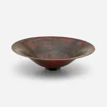 Claude Linossier, Dinanderie footed bowl, c. 1930, hammered copper, silver, mixed metals