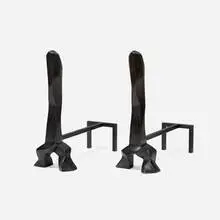 Petra firedogs, pair by Elizabeth Garouste and Mattia Bonetti, 1999, patinated bronze, steel, sold Apr 2026