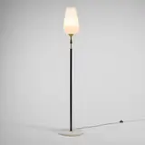 Angelo Lelii, Floor lamp, c. 1956, brass, enameled brass, marble