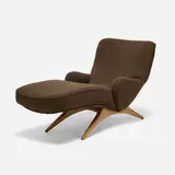 Contour chaise lounge, model 170C by Vladimir Kagan, bouclé upholstery, oak, sold Apr 2026