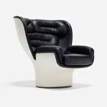 Joe Colombo, Elda chair, model 1005, 1963, lacquered fiberglass, leather