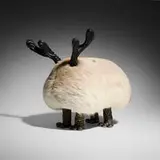 The Haas Brothers, Bernie Mactus (Mini Beast stool), 2016, Finnish reindeer fur, silver-plated cast bronze, carved ebony