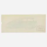 Buckminster Fuller, Dymaxion Sportster side view, 1934, pencil and colored pencil on tracing paper