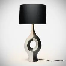 Georges Jouve, Table lamp, 1951, glazed stoneware, paper shade