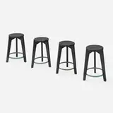 Stools from Punjab University, Chandigarh, set of four by Pierre Jeanneret, c. 1965, teak, painted steel, sold Apr 2026