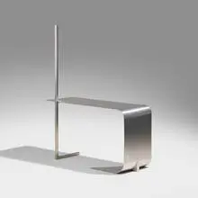 Student desk by Maria Pergay, 1968, stainless steel, sold Apr 2026