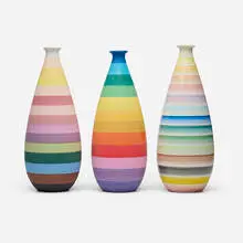 Aldo Londi, Vases, set of three, c. 1965, glazed and painted porcelain
