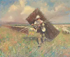 Harry Fidler, Fence Making in Summer Pasture