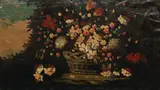Spanish School, 19th Century, Still life, flowers in a basket