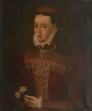 Federico Zuccari, Portrait of lady, traditionally identified as Mary, Queen of Scots, half-length, holding a rose