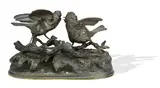 Jules Moigniez, 19th century bronze group of fighting sparrows, bronze