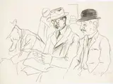 Rudolf Schlichter, Im Wartesaal, Um 1926, Kohle auf Papier