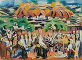 Helmuth Macke, Einzug Christi in Jerusalem / Porträt Arthur Samuel, 1919, Öl auf Leinwand