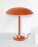 Marianne Brandt, Große Tischlampe „Tastlicht, Um 1935, Metall, lackiert; weißer Kunststoff – Hersteller: Metallwarenfabrik Ruppelwerk, Gotha. 45 cm; Ø 40 cm (17 ¾ in.; Ø 15 ¾ in.)