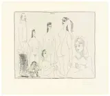 Pablo Picasso, Peintre longiline avec des femmes dont une petite pisseuse, 1968, Radierung auf Velin