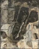 Michael Morgner, Figur im Raum, 1990, Tusche, Lavage und Asphalt auf Papier, auf Leinwand aufgezogen
