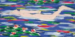 Schwimmer mit Lilies by Salomé, 2000, Acryl auf Leinwand, sold May 2019