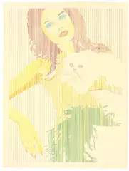 Werner Berges, KATZE, 1973, Farb- und Bleistift auf festem Papier