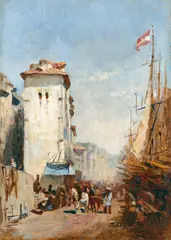 Félix Ziem, Un coin du vieux Marseille, Öl auf Leinwand. Doubliert