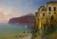 Wilhelm Schirmer, Tassos Haus an der Küste von Sorrent. (Vor) 1836, Öl auf Leinwand