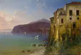 Wilhelm Schirmer, Tassos Haus an der Küste von Sorrent. (Vor) 1836, Öl auf Leinwand