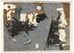 Carl Buchheister, Komposition Schwa, 1962, Materialbild: Öl und Collage auf Hartfaser. Im Künstlerrahmen
