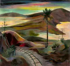 Hanns Katz, Nordafrikanische Landschaft (Bahira), 1927, Öl auf Holz