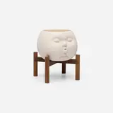Johnson Tsang, Open Mind (Small), 2022, glazed earthenware, walnut