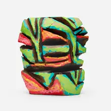 Ryan Schneider, Three Faced Being, 2021, painted and carved wood