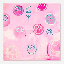 André, Nine Guys in the Pink, 2019, acrylic and spray paint on canvas