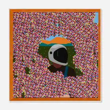 Dennis Osadebe, Field of Dreams, 2017, acrylic and screenprint in colors on canvas