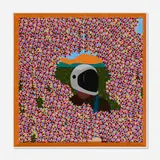 Dennis Osadebe, Field of Dreams, 2017, acrylic and screenprint in colors on canvas