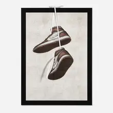 Andrew Scott, Hangtime, 2024, hand-varnished giclée print on canvas with shoestring in artist's frame
